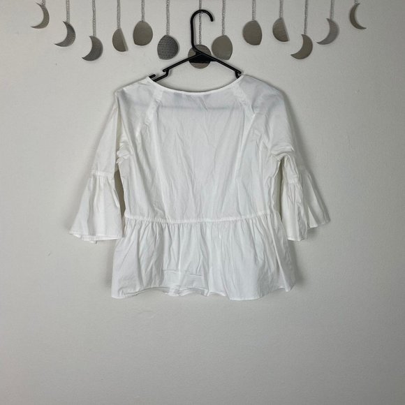 Lands' End Women’s 2‎ XS White Flare Sleeve Peasant Blouse Boho Pilgrim Top - Picture 5 of 5